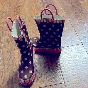 Pink polkadot rain boots 11/ 12
